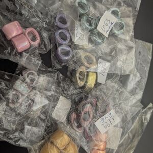 Hand Crafted Mixed Media Rings - Pink, Purple, Yellow